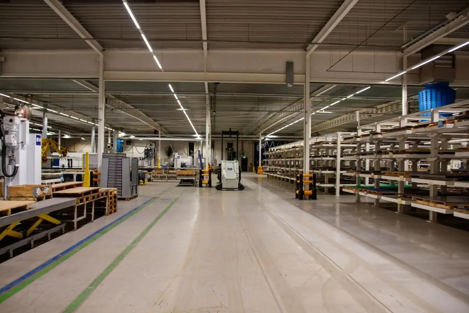 Modern Industrial Warehouse Interior with Machinery