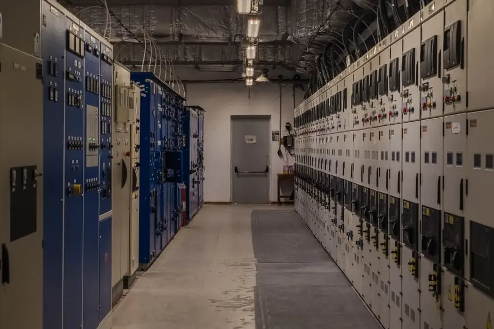 Industrial Control Room with Electrical Panels
