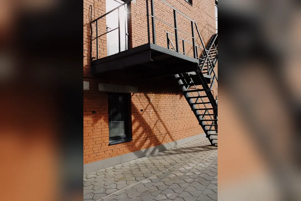 Black Metal Emergency Exit Staircase