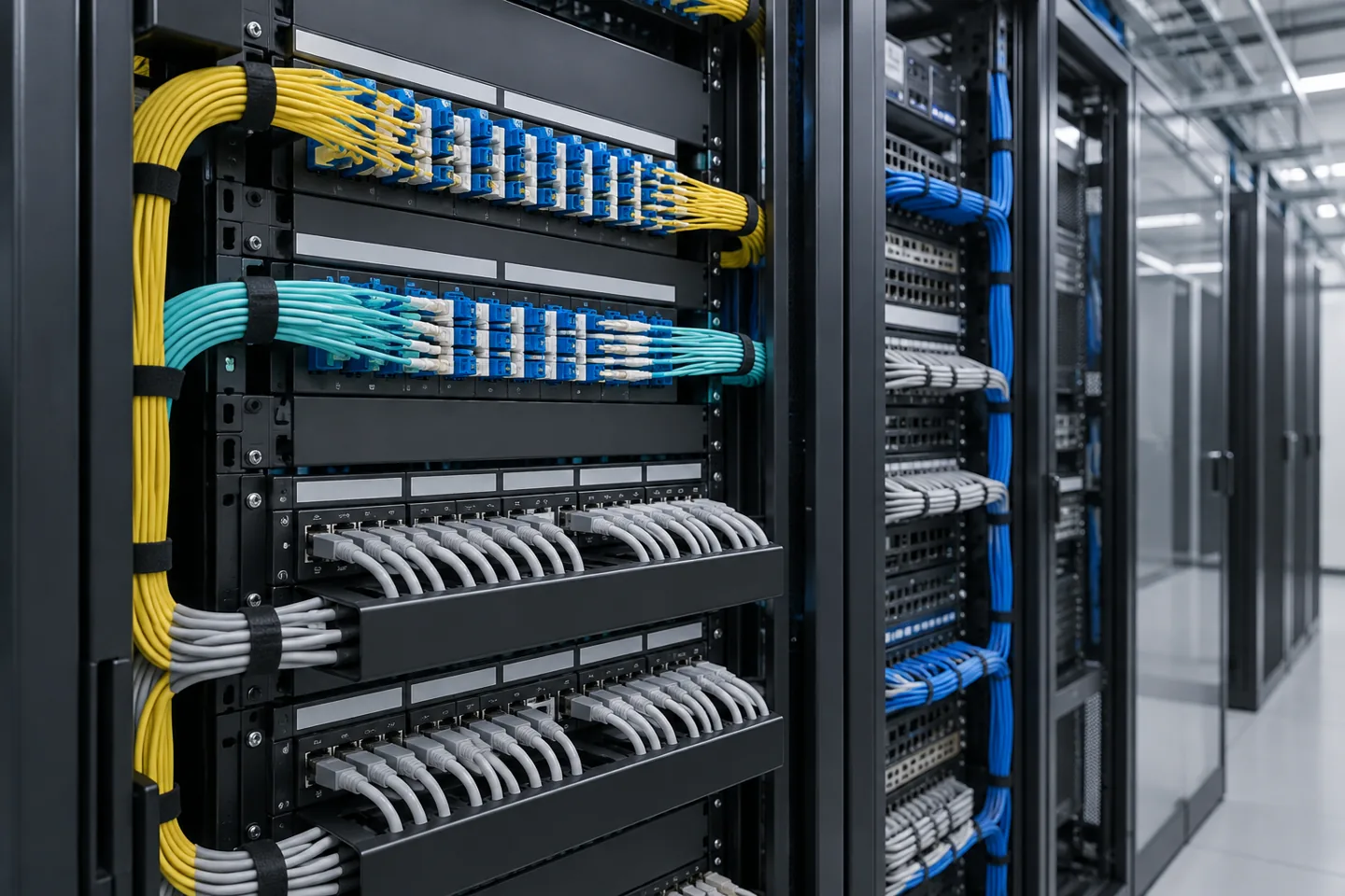 Structured cabling & fiber: Structured cabling in an equipment room