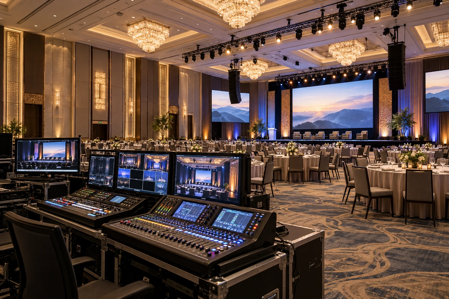Integrated audio visual system in a luxury hotel ballroom